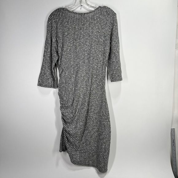 Freshmint USA Womens Wrap Dress Size XL Knee Gray V-Neck Knit 3/4 Sleeve Zipper - Picture 2 of 10